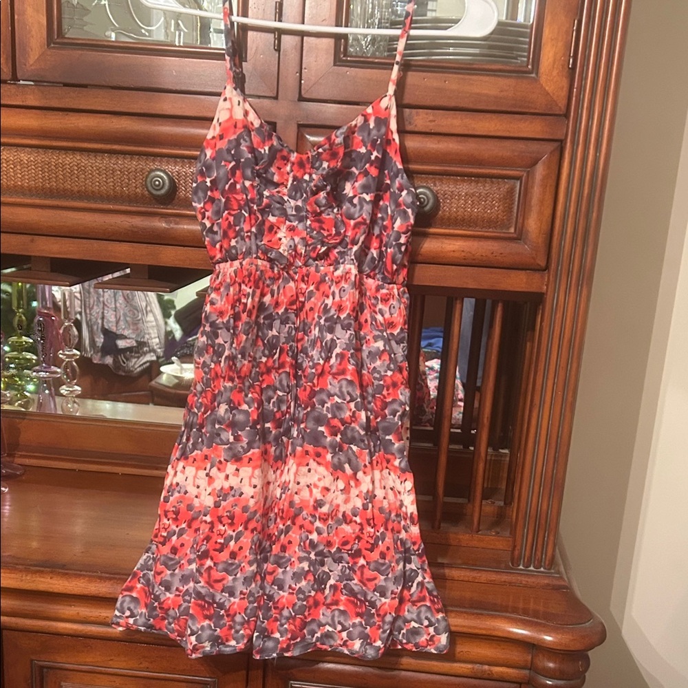 Vibrant Floral Mini Dress - Red and Black
